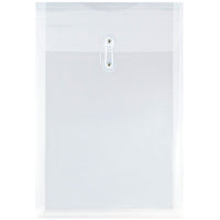 JAM Paper Plastic Envelopes with Button String - Legal Open End - 9.75" x 14.5" -  Clear - 12 Pack-Clear