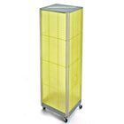 Azar Displays 60" x 16" 4-Sided Pegboard Floor Display with Wheels, Yellow (700406-YEL)-Square tower spinner with wheels