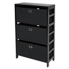 Winsome Wood Torino 4-Piece Set Storage Shelf with Black Fabric Baskets, Chocolate (92459)-Constructed of Solid wood in Espresso Finish