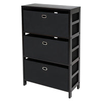 Winsome Wood Torino 4-Piece Set Storage Shelf with Black Fabric Baskets, Chocolate (92459)-Constructed of Solid wood in Espresso Finish