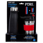 PURE Drinkware Water Bottle and Coffee Tumbler Set, 17 oz, Red-Volume: bottle holds up to 17 oz (500ml) / tumbler holds up to 12 oz (355ml) of any beverage