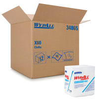 WypAll X60 Cloths - 12 Packs of 76 Wipers-Absorbent and reinforced to stay strong for cleaning performance in light duty tasks, they absorb water faster than rags
