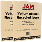 JAM Paper Vellum Bristol Cardstock, 8.5 x 11, 67lb Ivory, 2 packs of 50 (169828g)-Ivory