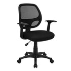 Nicer Furniture Mid-Back Black Mesh Computer Chair with Adjustable Arms-Nylon arms and base provides for extra durability and resistance