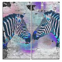 Designart Painted Zebras Street Art Canvas Artwork, (PT3629-40-40)-Print