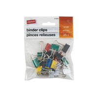Staples Binder Clips - Small 3/4" - Assorted Colours - 25 Pack-Strong metal clips to keep papers securely fastened