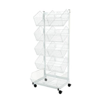 Can-Bramar 5-Tier Mobile Merchandiser, 18" x 23" x 58", Black-Features 5 wire basket merchandisers with dividers