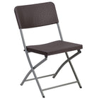 Flash Furniture HERCULES Series Rattan Plastic Folding Chair with Grey Frame - Brown-440 lb. Weight Capacity