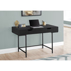 Monarch Specialties 7556 48" Computer Desk - Black/Black Metal-Metal base in a black finish provides stability and includes slender metal legs that are recessed under the rectangular desktop