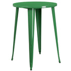 30'' Round Green Metal Indoor-Outdoor Bar Table Set with 2 Square Seat Backless Barstools (CH-51090BH-2-30SQST-GN-GG)-Metal