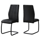 Monarch Specialties 1123 Dining Chair - Black Leather-Look/Metal - 2 Pack-Set Of 2 dining chairs