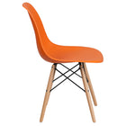 Flash Furniture Elon Series Orange Plastic Chair with Wooden Legs-Back Width: 11" - 16"