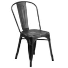 Flash Furniture Distressed Black Metal Indoor-Outdoor Stackable Chair-500 lb. Weight Capacity