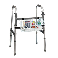 Bios Walker Basket-Plastic-coated wire basket can be attached to most walkers and features a heavy duty clear plastic tray that has one large compartment, a change or medication holder and a round compartment for a glass, can or cup