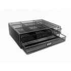 ShoppingAll Mesh Metal Monitor Stand Riser and Desk Organizer with Drawers - Black-Perfect monitor stand to raise your monitor height by 4.7" and featuring 2 storage drawers to keep your documents, stationery, and other accessories away from your desk