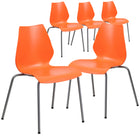 Flash Furniture HERCULES Series Stack Chairs with Lumbar Support & Silver Frame - Orange - 5 Pack-770 lb. Weight Capacity