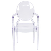 Flash Furniture Ghost Chairs with Arms in Transparent Crystal - 4 Pack-Set of 4 Classic Style Accent Chairs
