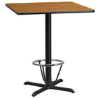 Flash Furniture Laminate 36" Square X-Base Table, Natural (XUNT3636T30B3F)-Bar Height Hospitality Table
