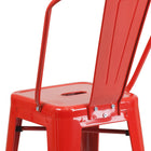 Flash Furniture Commercial Grade 24" High Red Metal Indoor-Outdoor Counter Height Stool with Back-Footrest with Floor Protector Plastic Glides