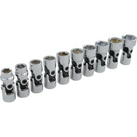 Gray Tools 10 Piece 3/8" Drive 6 Point Metric, Standard Universal Joint Socket Set, 10mm-19mm-Contains Sizes: 10 , 11, 12, 13, 14, 15, 16, 17, 18, 19mm.
