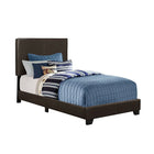 Monarch Specialties 5910T Twin Size Bed - Dark Brown Leather-Look-Modern contemporary styling