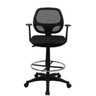 Nicer Furniture Mid-Back Mesh Drafting Chair-Pneumatic seat height adjustment with chrome footring; height range: 23"–28"