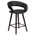 Flash Furniture - 2 pièces Tabouret contemporain Brynn à hauteur de comptoir en bois cappuccino et vinyle noir de 24 po haut-Appui-pieds