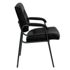 Flash Furniture Black Leather Executive Side Reception Chair with Titanium Frame Finish-Black LeatherSoft Upholstery
