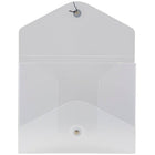 JAM Paper Plastic Portfolio, Button and String Tie Closure, Small Photo Size, 5.25 x 6.75 x.38, Clear Frost, 4 Pack (354609g)-Finish: Smooth
