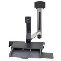 Ergotron StyleView Sit-Stand Combo System with Worksurface, Bright White Texture (45-272-216)-Work sitting or standing with the arm's ergonomic 25" LCD height adjustment range