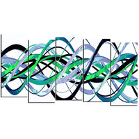 Designart Green and Silver Helix 5-Panel Modern Canvas Art Print, (PT3045-1084)-Print