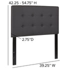 Flash Furniture Lennox Tufted Upholstered Twin Size Headboard - Grey Vinyl-Black Metal Stands with Adjustable Bed Rail Slots