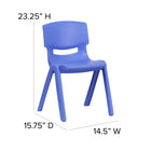 Flash Furniture Plastic Stackable School Chair with 13.25" Seat Height - Blue-Contoured One-Piece Shell