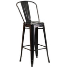 30'' Round Black-Antique Gold Metal Indoor-Outdoor Bar Table Set with 4 Cafe Barstools [CH-51090BH-4-30CAFE-BQ-GG]-4
