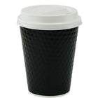 Tannex Double Wall Diamond Paper Coffee Cup, 16oz/473ml, Black-8.5cm width x 13cm height