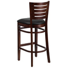 Flash Furniture – Tabouret bistro Darby en bois, dossier ajouré, fini noyer, siège en vinyle noir (XUDGW018BWABKV)-Conception à dossier à lattes