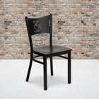 Flash Furniture - Chaise de restaurant de la série HERCULES en métal noir avec dossier tasse de café - siège en bois d'acajou-Assemblage soudé