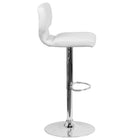 Flash Furniture Contemporary Vinyl Adjustable Height Barstool with Vertical Stitch Back & Chrome Base - White-White Vinyl Upholstery