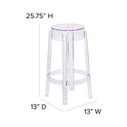 Flash Furniture 25.75" High Transparent Counter Height Stool-Drain Hole in Seat