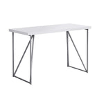 Monarch Specialties - 7376 Bureau 48 po L - Blanc/Metal Argent-Bureau d'ordinateur multifonctionnel à utiliser comme poste de travail, de création ou encore de détente
