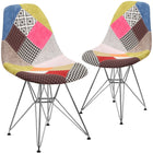 Flash Furniture Fabric Chair with Chrome Base, Milan, 2 Pack-Milan Patchwork Fabric Upholstery