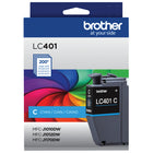 Brother Genuine LC401C Standard Yield Cyan Ink Cartridge-200 page yield