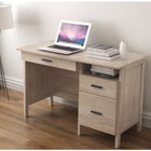 Homenations Barrington Writing Desk-Two Storage Drawers, file drawer and storage shelf