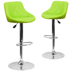 Flash Furniture Contemporary Green Vinyl Bucket Seat Adjustable Height Barstool with Diamond Pattern Back & Chrome Base - 2 Pack-Set of 2 Contemporary Style Stools