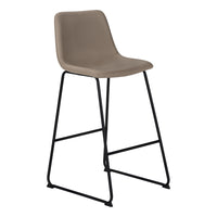 Monarch Specialties 7751 Barstool - Taupe Leather-Look/Black Metal-Modern style, with supportive curved backrest and seat cushion upholstered in a taupe leather-look fabric