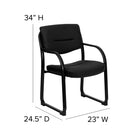 Flash Furniture Black Leather Executive Side Reception Chair with Sled Base-Steel Tubular Frame