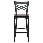 Flash Furniture – Tabouret bistro en métal, traverses en X, noir, siège en noyer à 29 po du sol, 2/bte (XU6FOBXBARWAW)-Tabouret de bar en métal