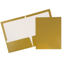 JAM Paper 2 Pocket Laminated Glossy Presentation Folders, Gold, 25 Pack-Gold Glossy Cardstock Folders