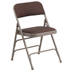 Flash Furniture HERCULES Series Curved Triple Braced & Double-Hinged Brown Patterned Fabric Metal Folding Chair-Brown Patterned Fabric Upholstered Seat and Back