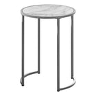 Monarch Specialties 2205 Accent Table - 24"H/White Marble-Look/Silver Metal-Product dimensions: 24 inches H x 18.25 inches L x 18.25 inches W